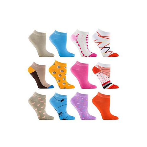 Gallery Seven Womens Multicolor Ankle Socks 12 Pack