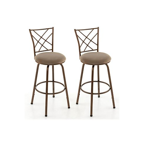 Costway Set of 2 24/30 Inch Adjustable Swivel Barstools Metal Dining Chairs