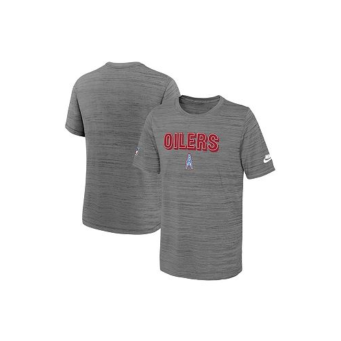 Nike Big Boys Heather Gray Tennessee Titans Oilers Throwback Sideline Performance Team Issue Velocity Alternate T-shirt