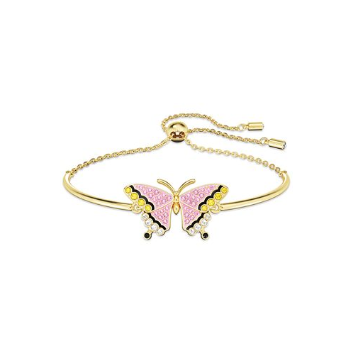 Swarovski Gold-Tone Multicolor Pave Butterfly Slider Bracelet