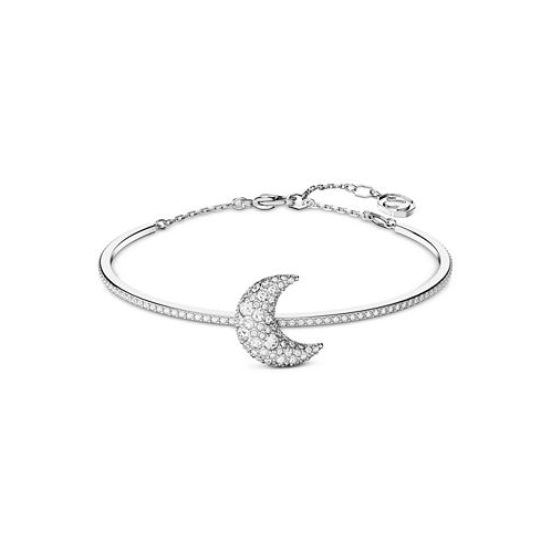 Swarovski Rhodium-Plated Pave Moon Bangle Bracelet