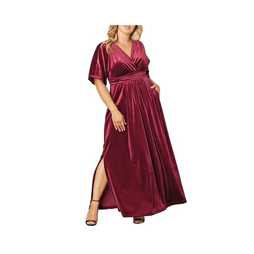 Kiyonna Womens Plus Size Verona Velvet Evening Gown