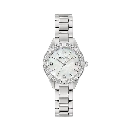 Bulova Womens Classic Sutton Diamond (1/20 ct. t.w.) Stainless Steel Bracelet Watch 28mm