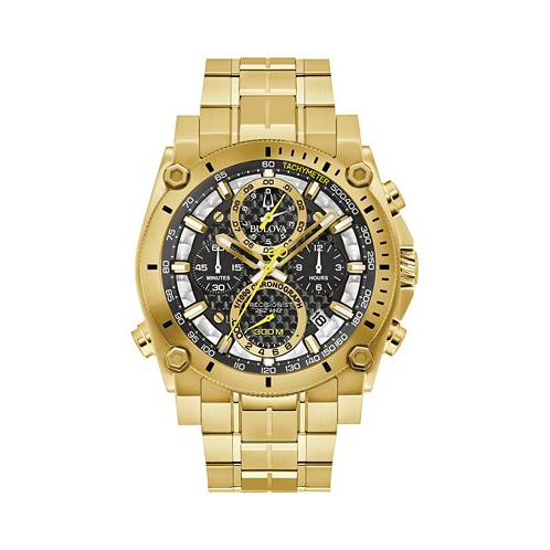 Bulova Mens Chronograph Precisionist Icon Gold-Tone Stainless Steel Bracelet Watch 47mm