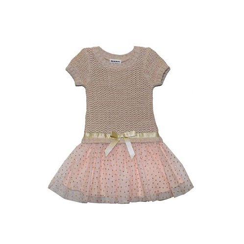Blueberi Boulevard Baby Girls Iridescent Sweater and Tulle Skirt Dress