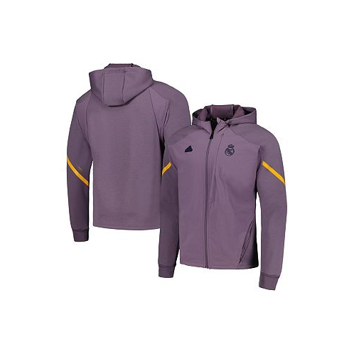 Adidas Mens Purple Real Madrid Designed for Gameday Raglan Full-Zip Hoodie Jacket