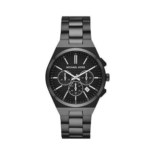 Michael Kors Mens Lennox Chronograph Black Stainless Steel Watch 40mm