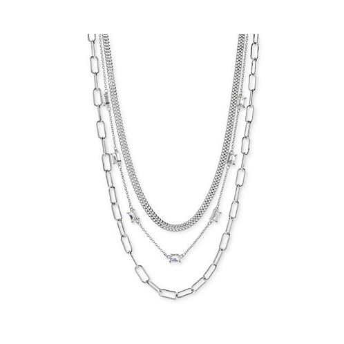 On 34th Crystal & Mixed Link Layered Collar Necklace 16 + 2 extender