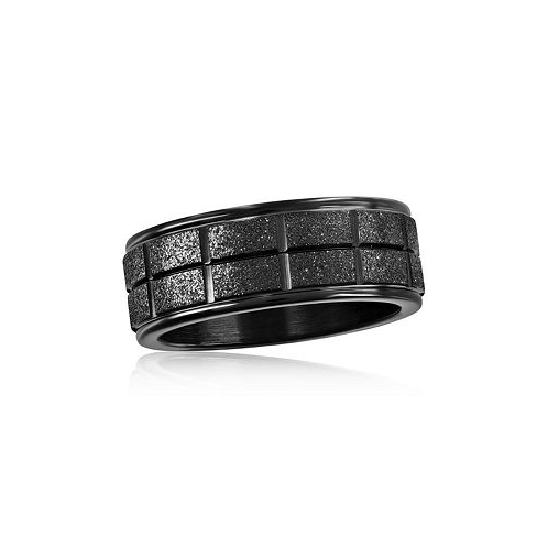Metallo Stainless Steel Sand Blasted Ring - Black Plated