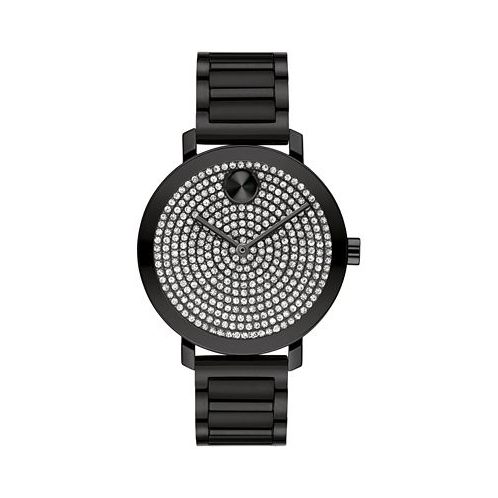 Movado Womens Bold Evolution 2.0 Swiss Quartz Ionic Plated Black Steel Watch 34mm