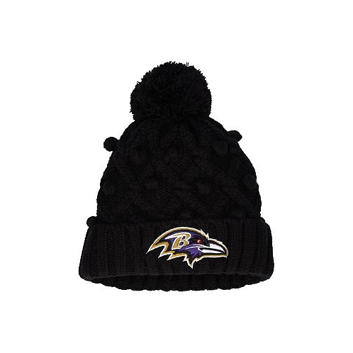 New Era Big Girls Black Baltimore Ravens Toasty Cuffed Knit Hat with Pom