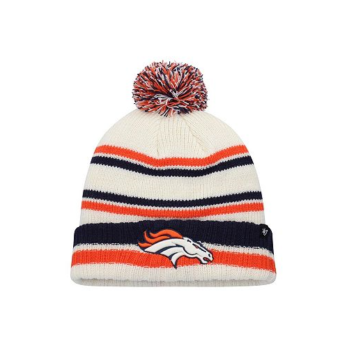 47 Brand Big Boys and Girls Cream Denver Broncos Driftway Cuffed Knit Hat with Pom