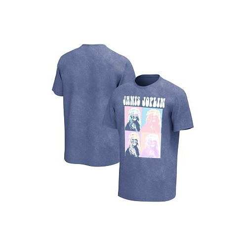 Philcos Mens Blue Janis Joplin Squares Washed Graphic T-shirt