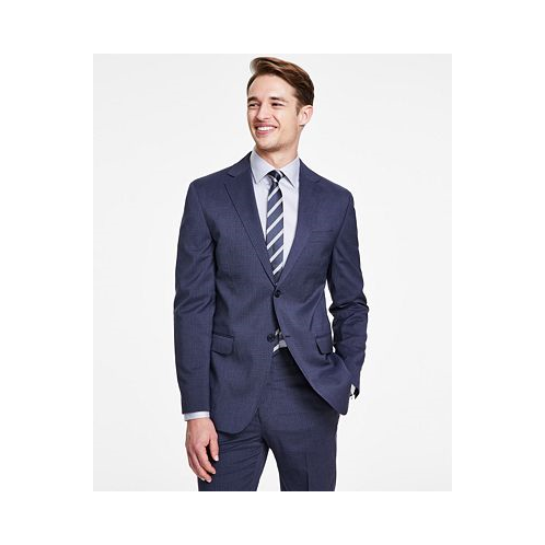 DKNY Mens Modern-Fit Blue Mini Check Suit Separate Jacket
