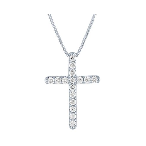 Forever Grown Diamonds Lab Grown Diamond Cross Pendant Necklace (1/2 ct. t.w.) in Sterling Silver 16 + 2 extender