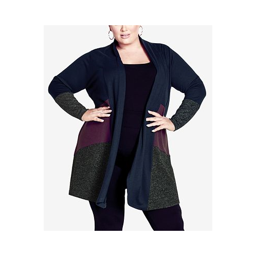 AVENUE Plus Size Cora Color Block Cardigan Sweater
