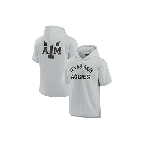 Fanatics Signature Mens and Womens Gray Texas A&M Aggies Super Soft Fleece Short Sleeve Pullover Hoodie