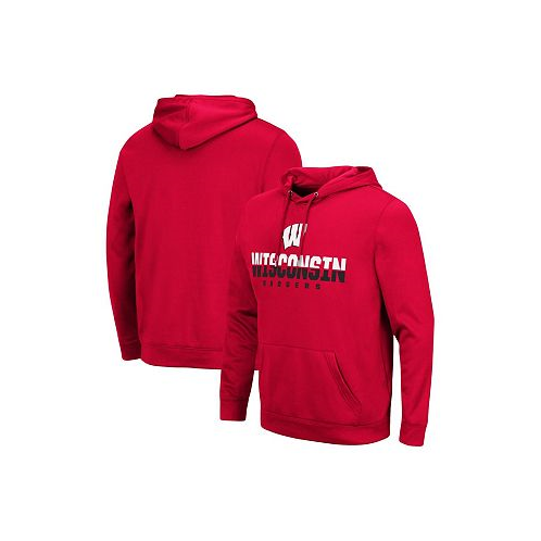 Colosseum Mens Red Wisconsin Badgers Lantern Pullover Hoodie