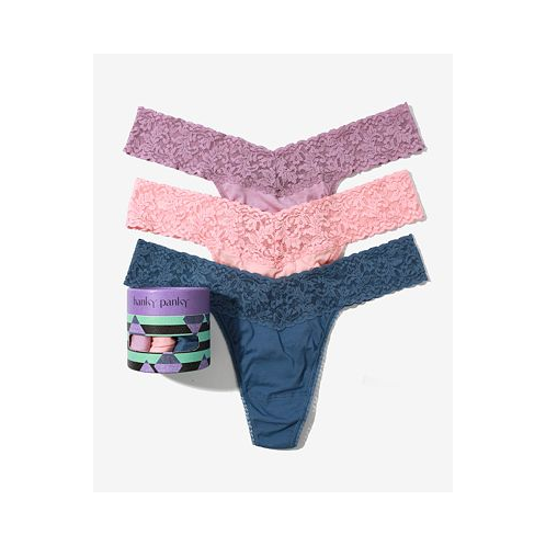 Hanky Panky Womens Holiday 3 Pack Supima Cotton Original Rise Thong Underwear