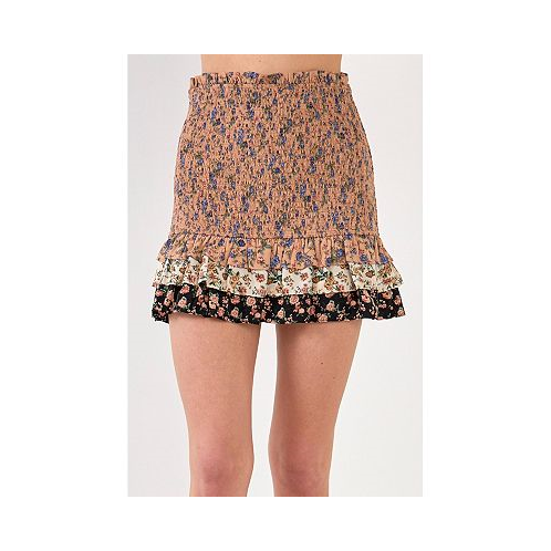Free the Roses Womens Floral Multi Color Mini Skirt