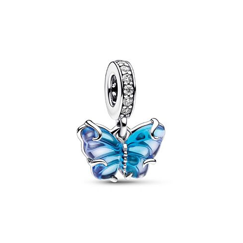 Pandora Cubic Zirconia Blue Murano Glass Butterfly Dangle Charm