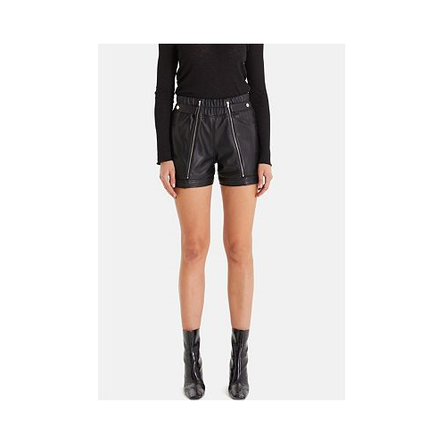 Furniq UK Womens Black Leather Shorts Leather Biker Shorts