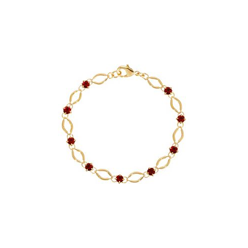 2028 Red Crystal Gold-Tone Link Bracelet