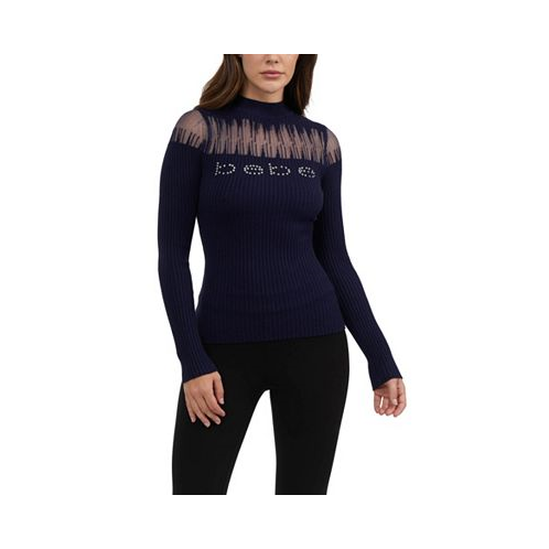 Bebe Womens Crewneck Sweater with Logo