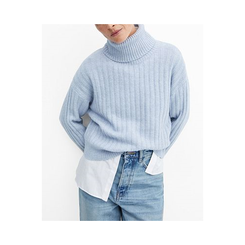 MANGO Womens Thick Knit Turtleneck Sweater