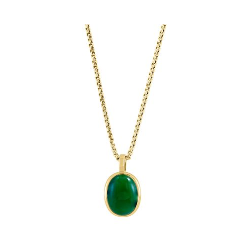 EFFY Collection EFFY Mens Dyed Jade Oval Cabochon 22 Pendant Necklace in Gold-Plated Silver