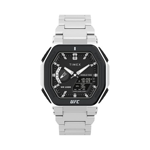 Timex UFC Mens Colossus Analog-Digital Silver-Tone Stainless Steel Watch 45mm