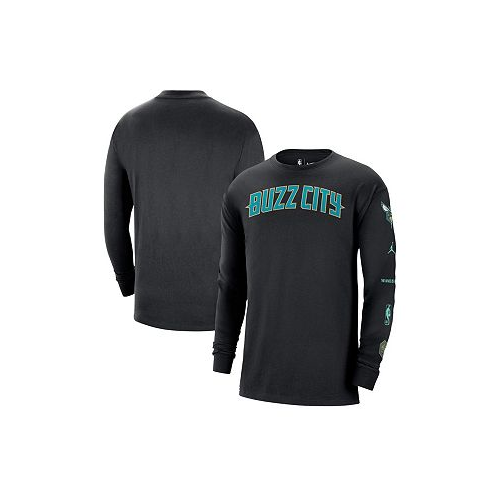 Nike Mens Black Charlotte Hornets 2023/24 City Edition Max90 Expressive Long Sleeve T-shirt