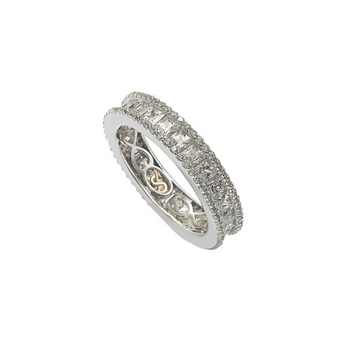 Suzy Levian New York Suzy Levian Sterling Silver Princess Cut Cubic Zirconia Eternity Band Ring