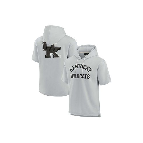 Fanatics Signature Mens and Womens Gray Kentucky Wildcats Super Soft Fleece Short Sleeve Pullover Hoodie