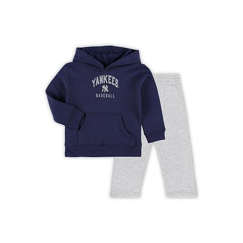 Outerstuff Toddler Boys Navy Gray New York Yankees Play-By-Play Pullover Fleece Hoodie and Pants Set