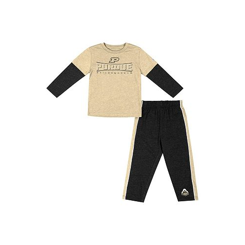 Colosseum Toddler Boys Gold Black Purdue Boilermakers Long Sleeve T-shirt and Pants Set