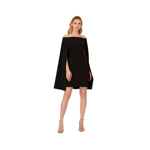 Adrianna Papell Womens Off-The-Shoulder Cape Dress