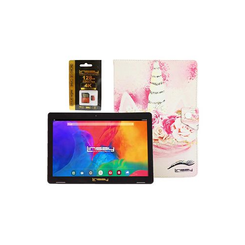 LINSAY New 10.1 Tablet Octa Core 128GB Bundle with Sweet Unicorn Protective Case and Micro Sd Card 128GB Newest Android 13