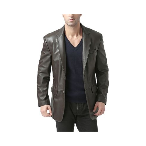 BGSD Men Classic Two-Button Leather Blazer - Big and Tall