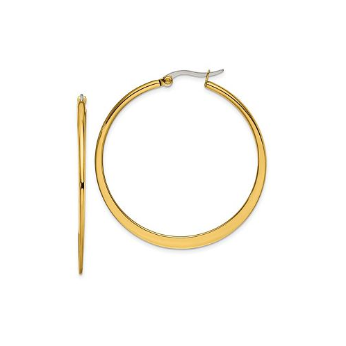 Chisel Stainless Steel Polished Yellow plated Tapered Hoop Earrings