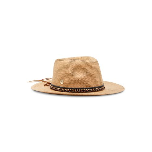 Steve Madden Womens Rhinestone & Braided Wide Brim Straw Hat
