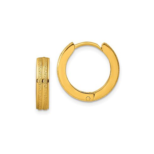 Chisel Stainless Steel Polished Yellow plated Hinged Hoop Earrings