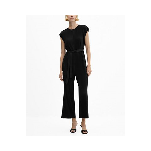MANGO Womens Bow Detail Pleated Jumpsuit