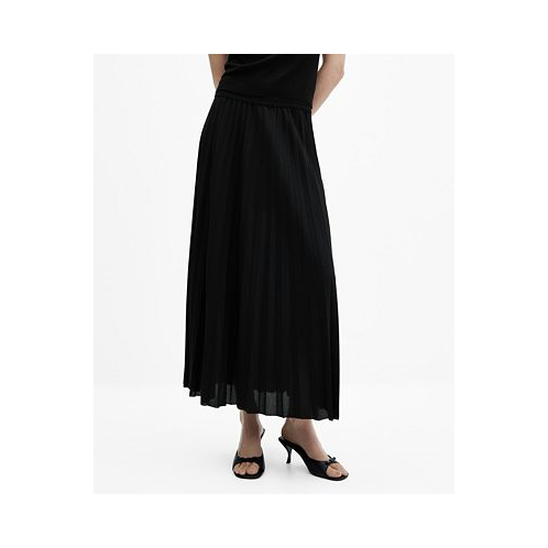 MANGO Womens Pleated Long Skirt