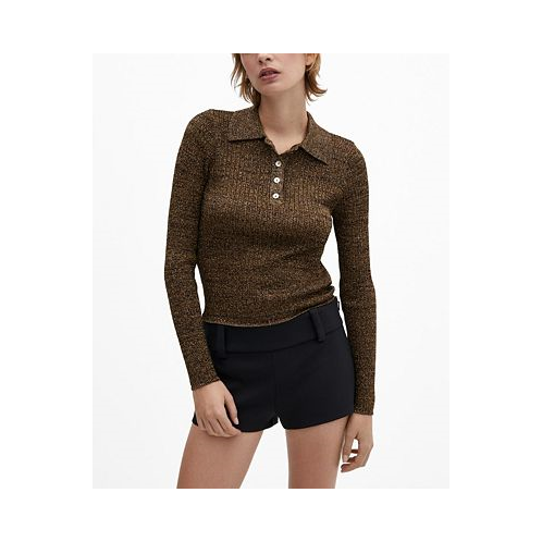 MANGO Womens Short-Sleeved Lurex Sweater