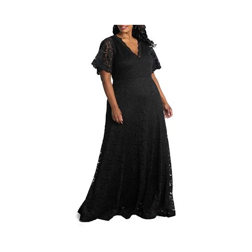 Kiyonna Womens Plus Size Symphony Lace Evening Gown