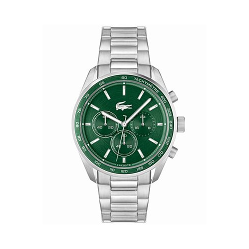 Lacoste Mens Boston Chronograph Silver-tone Stainless Steel Bracelet Watch 42mm