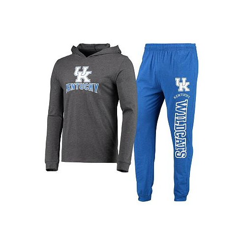 Concepts Sport Mens Royal Heather Charcoal Kentucky Wildcats Meter Long Sleeve Hoodie T-shirt and Jogger Pajama Set