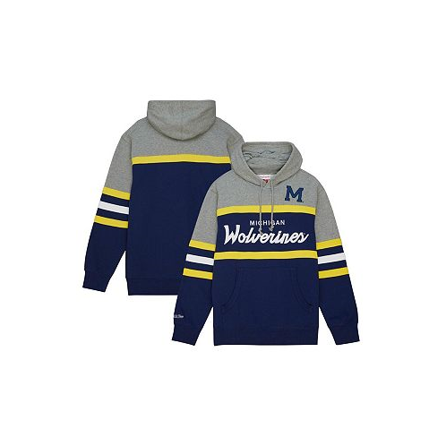 Mitchell & Ness Mens Navy Michigan Wolverines Head Coach Pullover Hoodie
