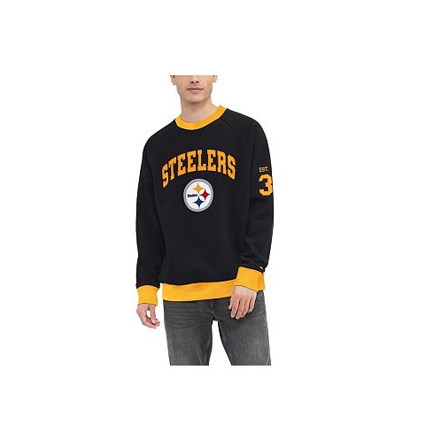 Tommy Hilfiger Mens Black Pittsburgh Steelers Reese Raglan Tri-Blend Pullover Sweatshirt